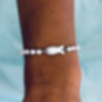 925 silver beaded bracelet with 925 silver small fish charm