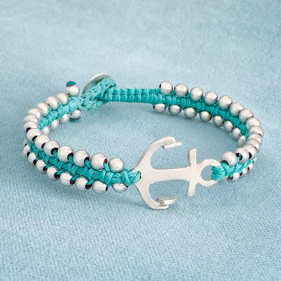 turquoise silver beach bracelet anchor charm
