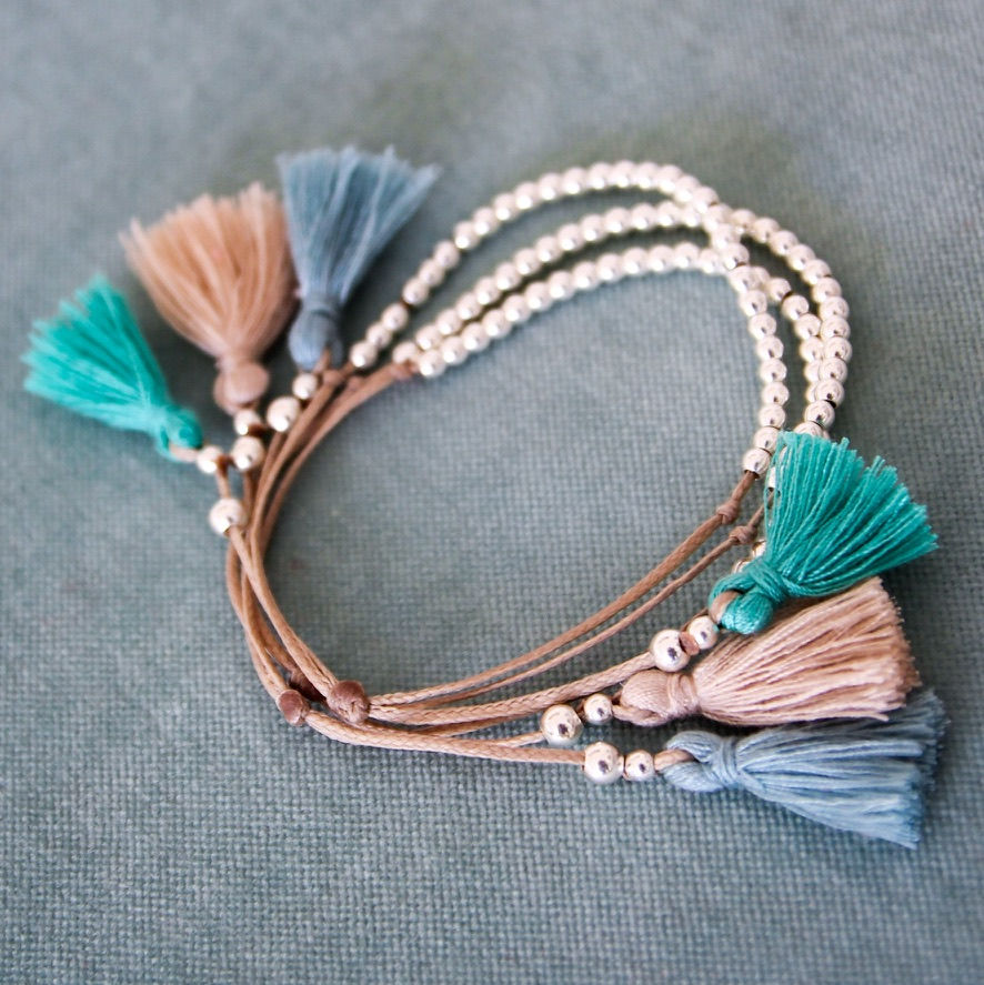 925 sterling silver beaded tassel bracelets
