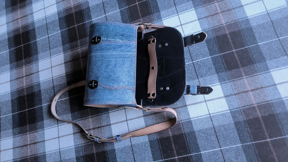 Miniature : Sac en cuir de poisson bleu jean