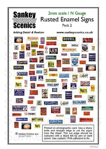 2mm Rusted Enamel Signs Pack 2 | Sankey Scenics Signs
