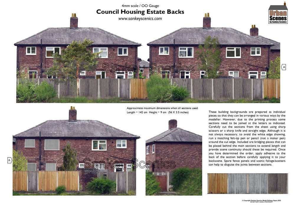 OO Gauge Backscene Sections - Council Housing