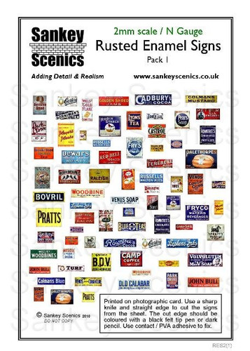 2mm Rusted Enamel Signs Pack 1 | Sankey Scenics Signs