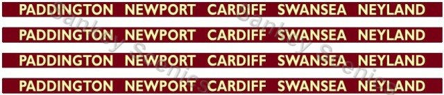 4mm BR Hawksworth Dest Boards: Paddington,Newport,Cardiff,Swansea & Neyland