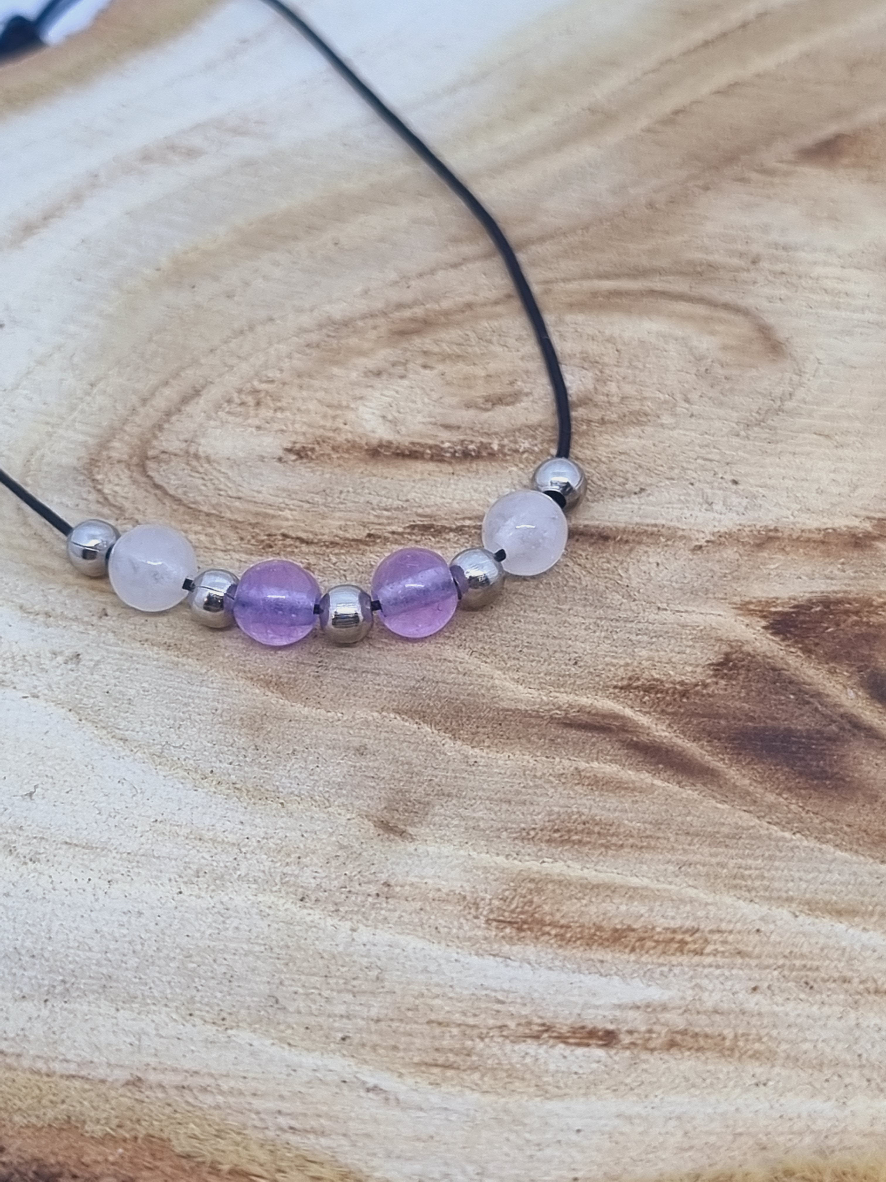 bransoletka jadeit biały fiolet 4,5 mm