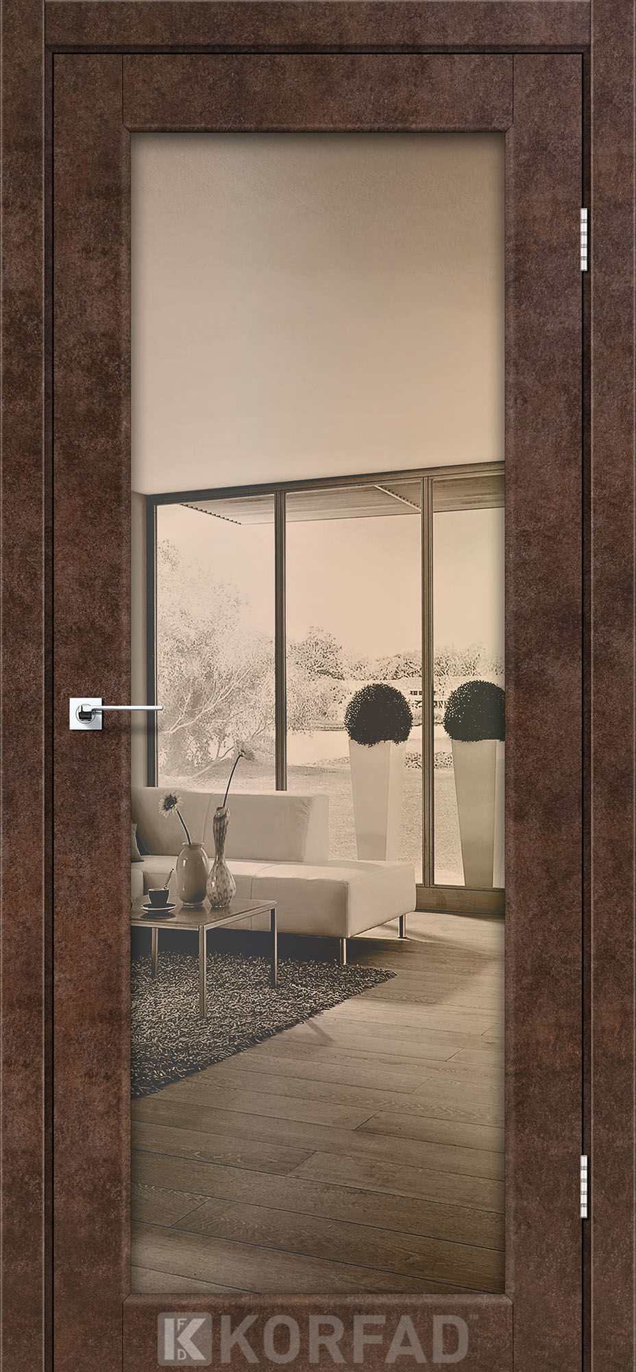 Двері(полотно)KORFAD SANVITO SV-01 AВ Арт-бетон Двост-є триплекс дзерк.