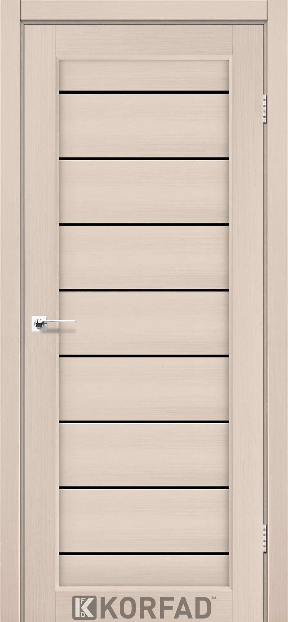 Двері(полотно)KORFAD PIANO DELUXE PND-01_BD Дуб білений Скло чорне