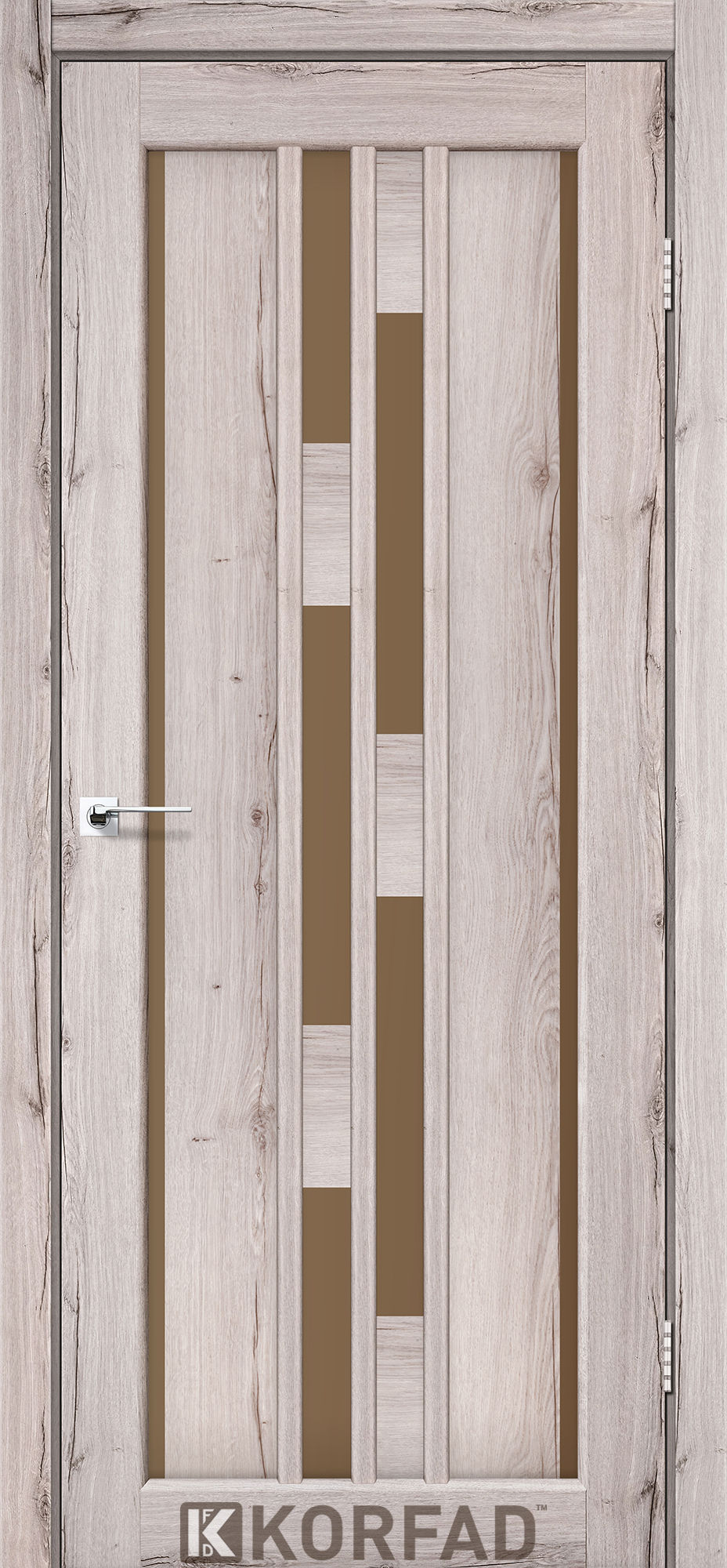 Двері(полотно)KORFAD VENECIA DELUXE VND-05 NR Дуб нордік Скло сатин бронза