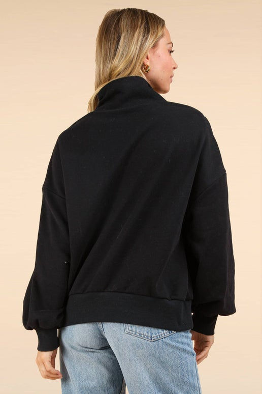 Thumbnail: Balloon Sleeve Knit Top: BLACK