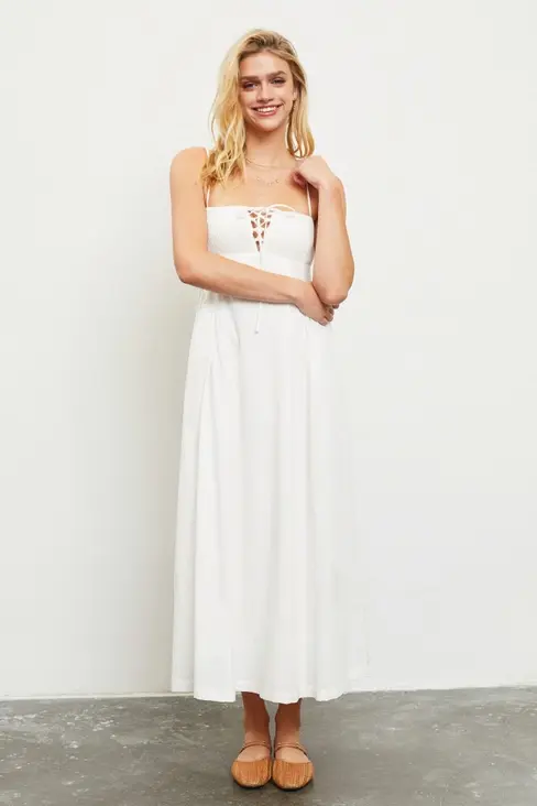 Thumbnail: Lace Up Front Midi Dress