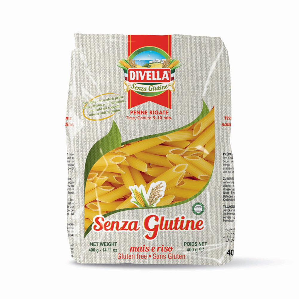 Divella Penne Ziti Rigate (Corn and Rice Flour Gluten Free Penne Ziti Rigate) -
