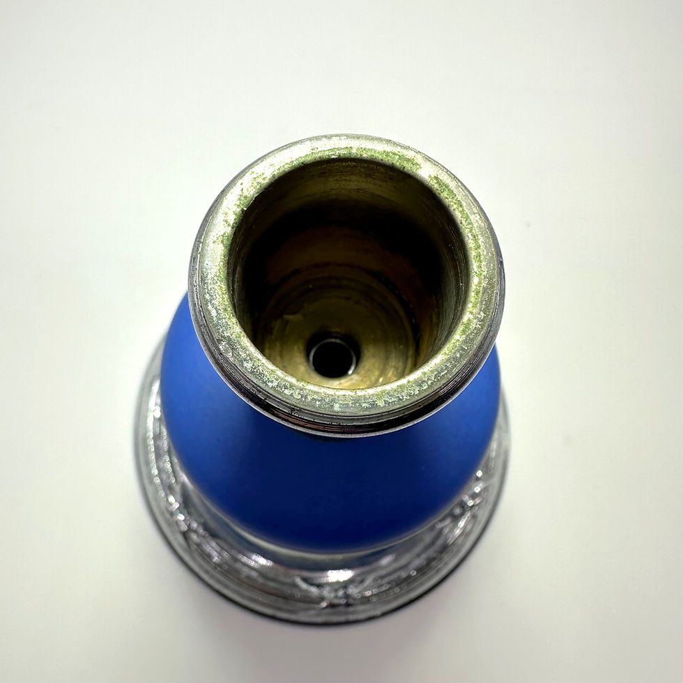Thumbnail: Wedgwood Candlesticks with Dark Blue Jasper Fonts and Chrome Base- Pair