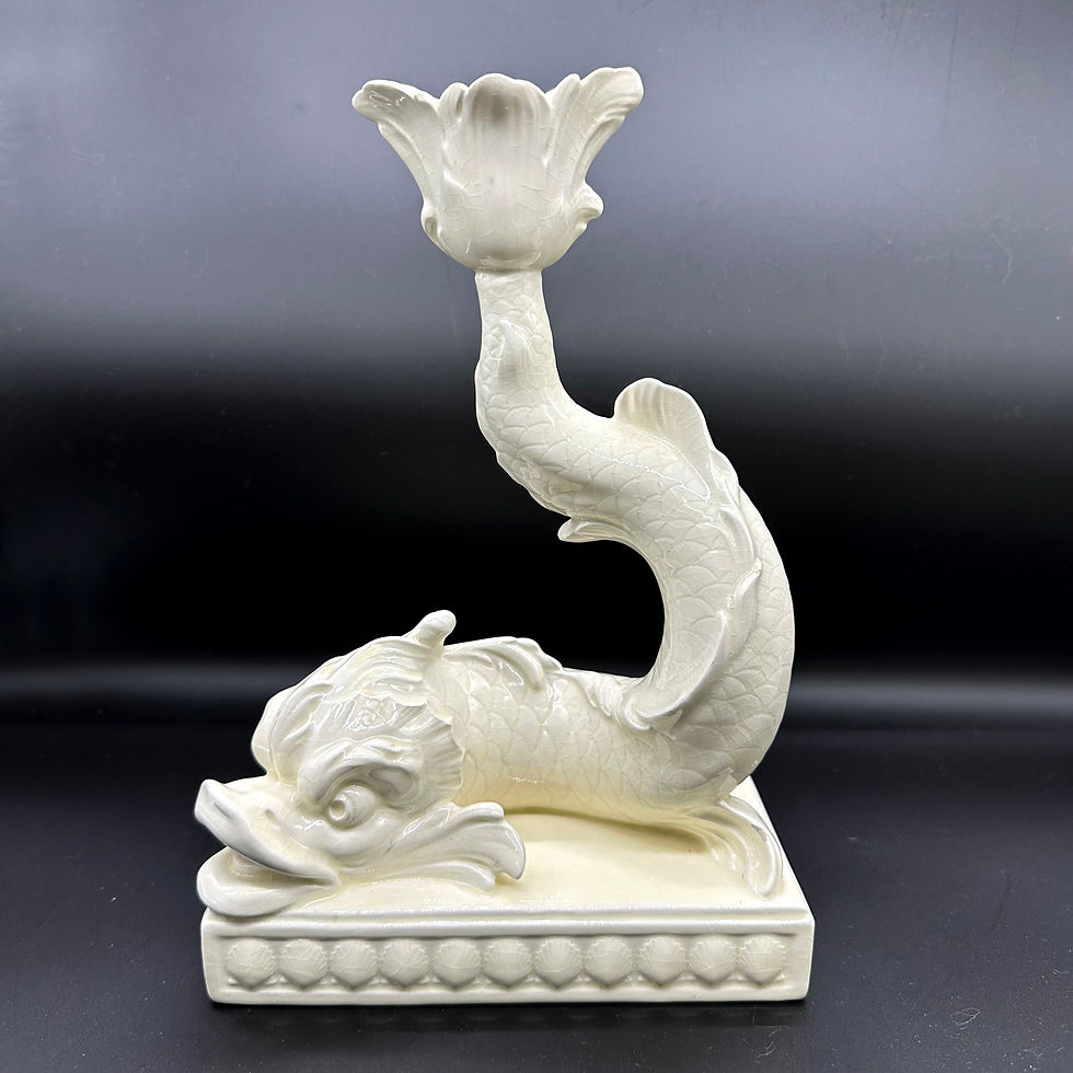 Thumbnail: Wedgwood Pair of Creamware Dolphin Candlesticks