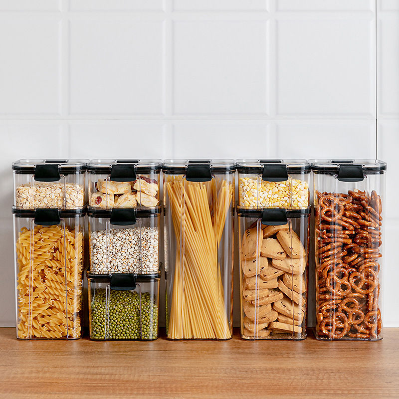 Airtight Food Storage Container Set filled with dry goods.