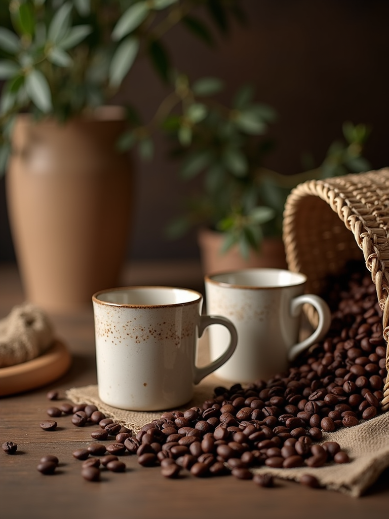 An artisanal coffee hamper filled with luxury beans and handcrafted mugs for the coffee lover.
