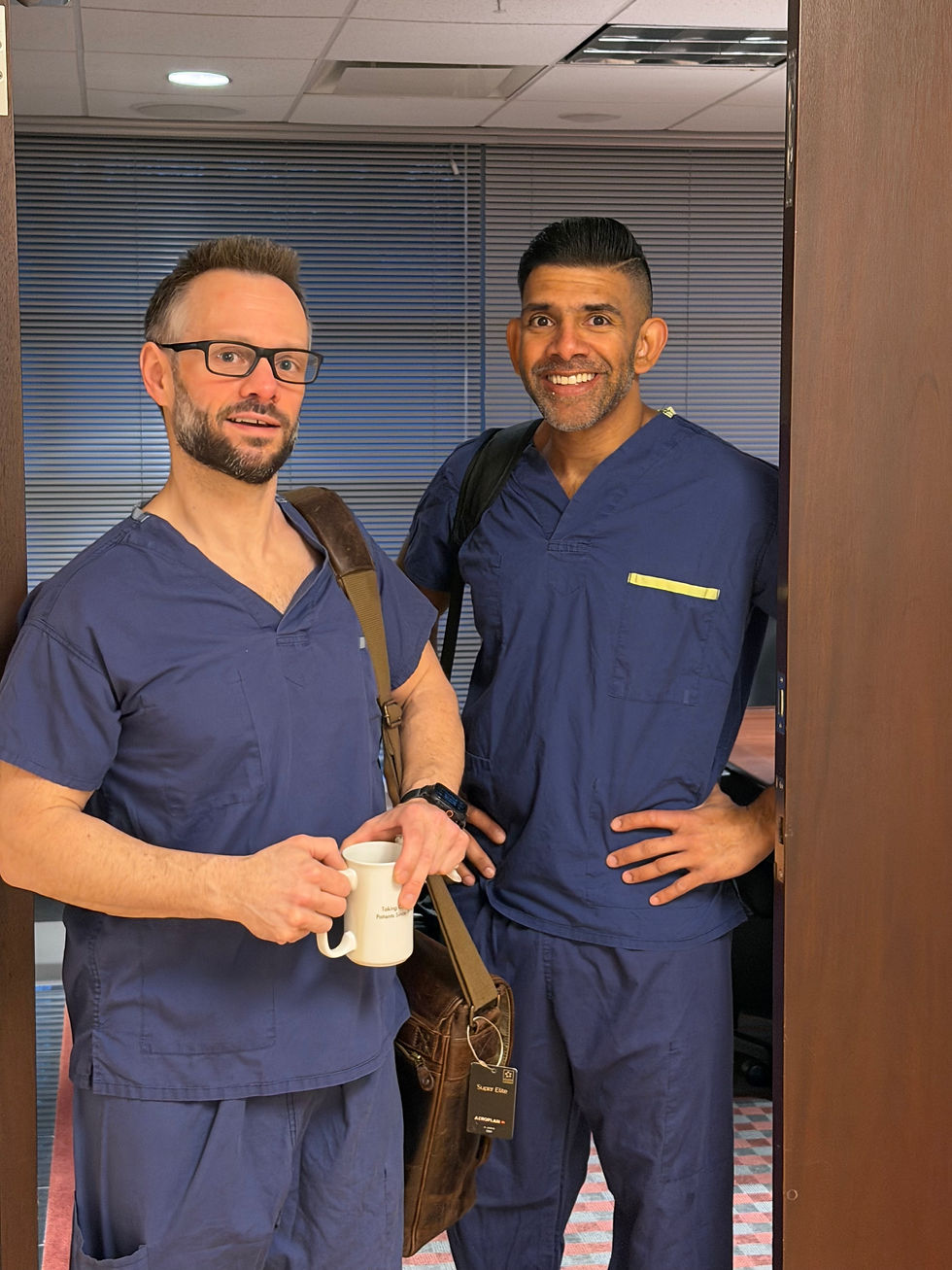 Dr. Anthony Costa and Dr. Emmanuel Illical at Cambie Surgery Centre for the first direct anterior approach total hip replacements, March 18, 2026.