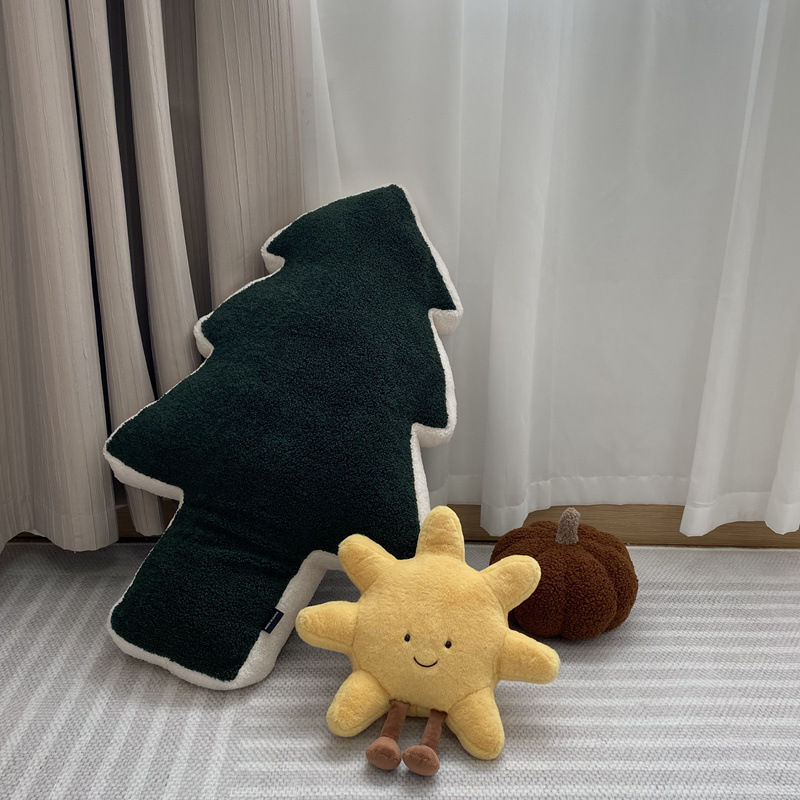 Large Cotton Pine Tree Plush Pillow for Home Decor