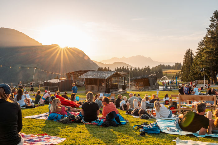 Spectators at evening event