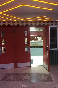 Red doors with one door open