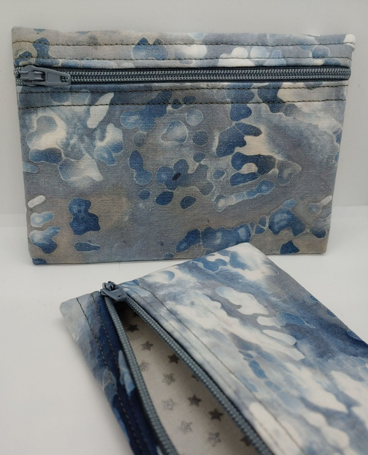 Batik in gray and blue