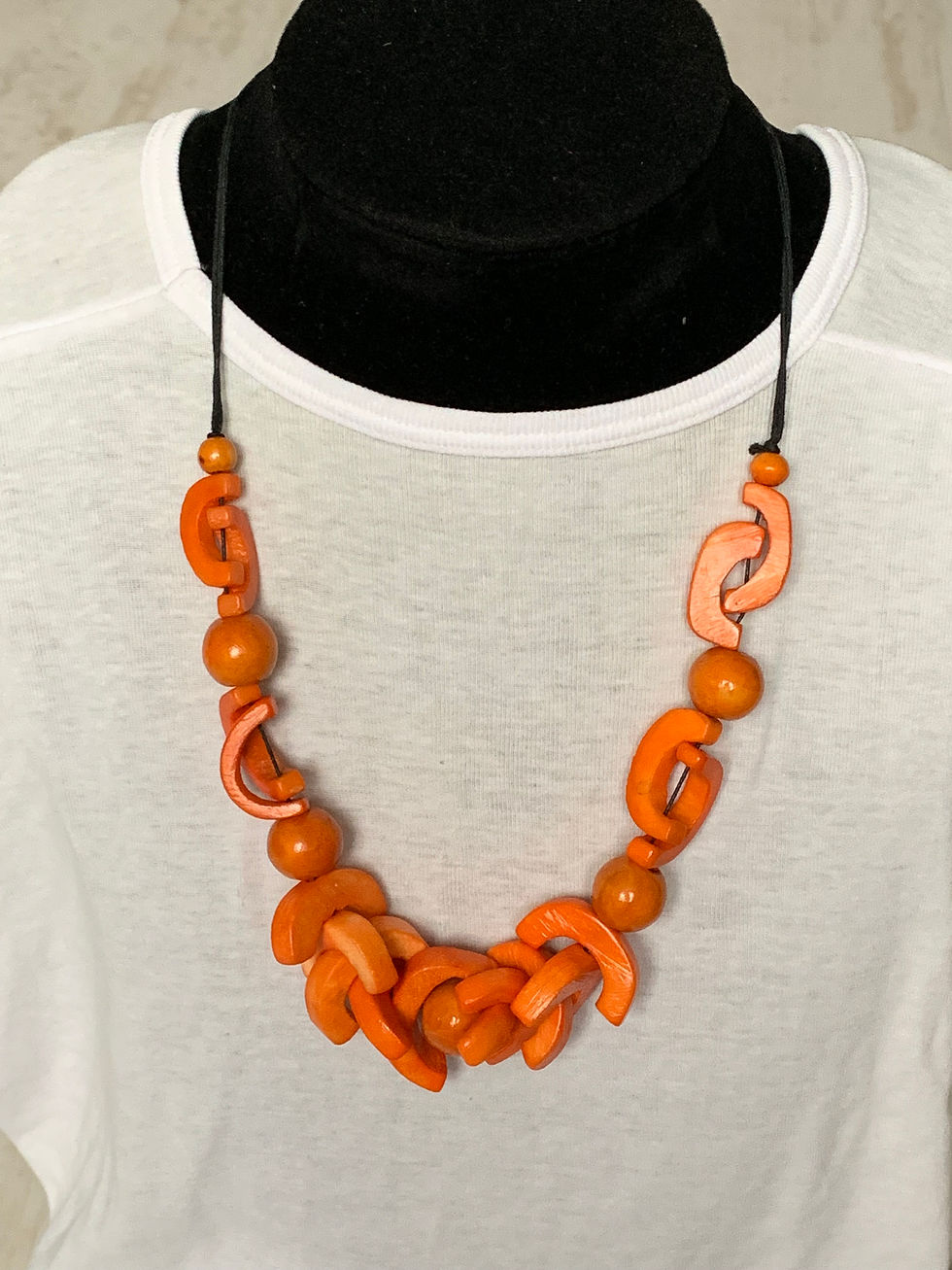 サムネイル： バリ島ネックレス　ボーン　K　オレンジ