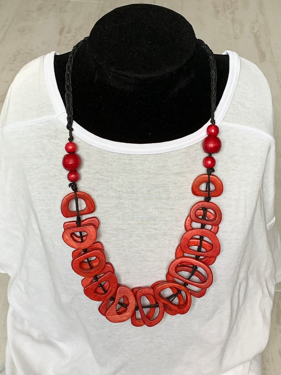 サムネイル： バリ島ネックレス　ボーン　G　レッド