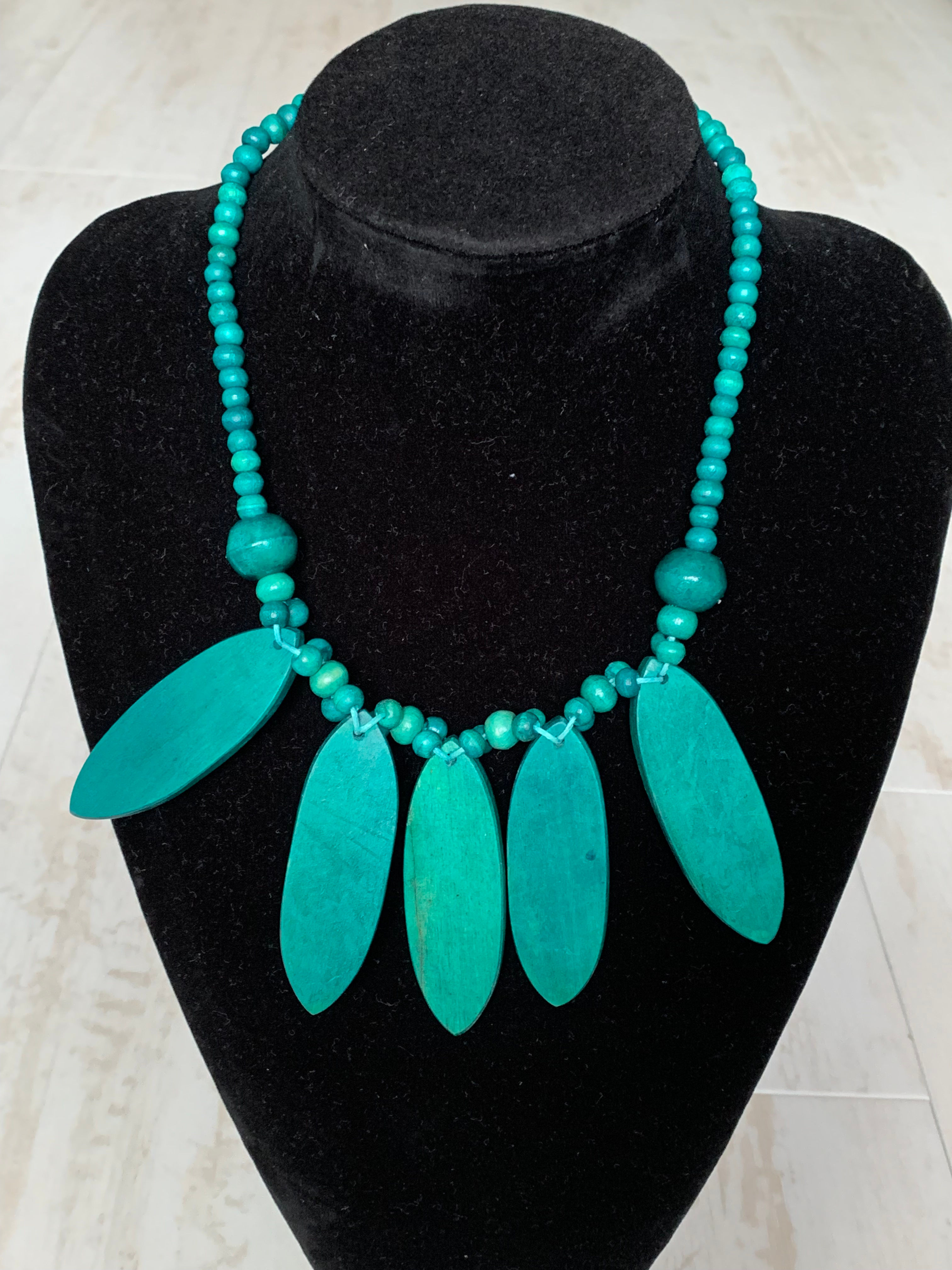 バリ島ネックレス ウッド C ブルー