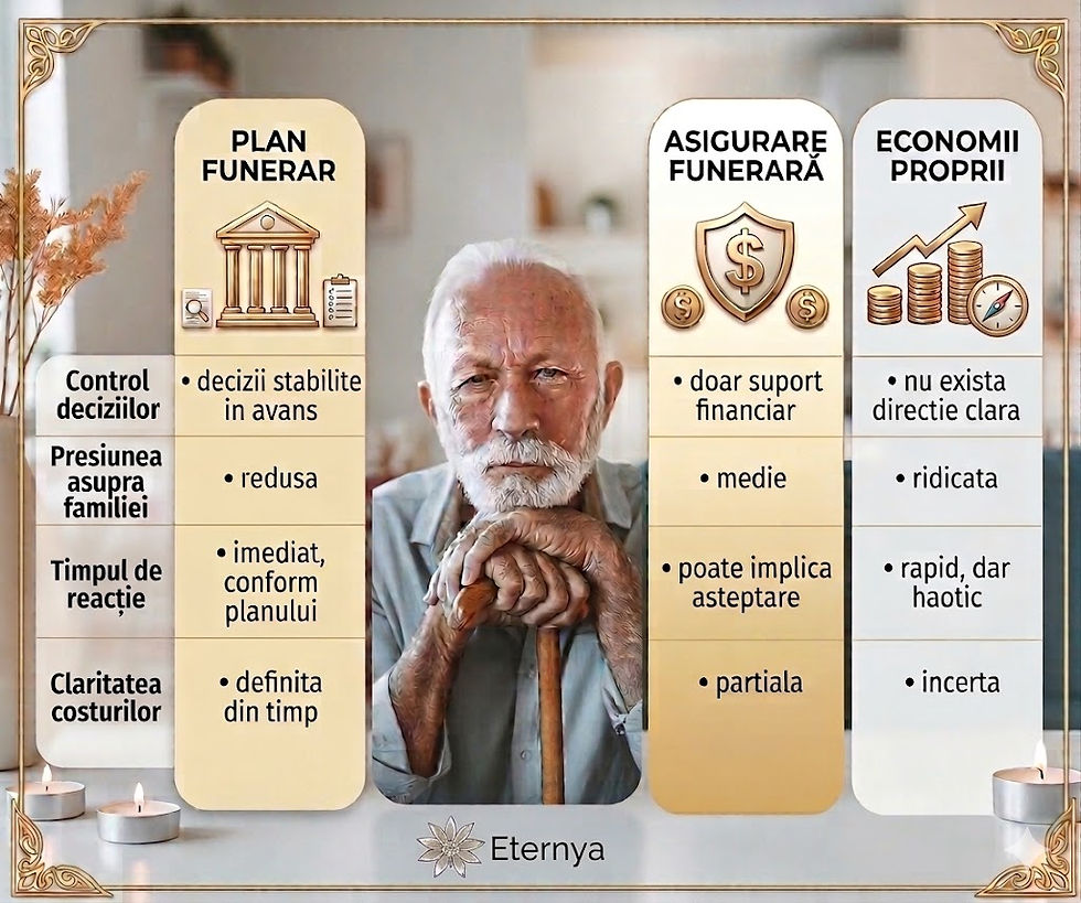Eternya: Plan funerar vs asigurare vs economii