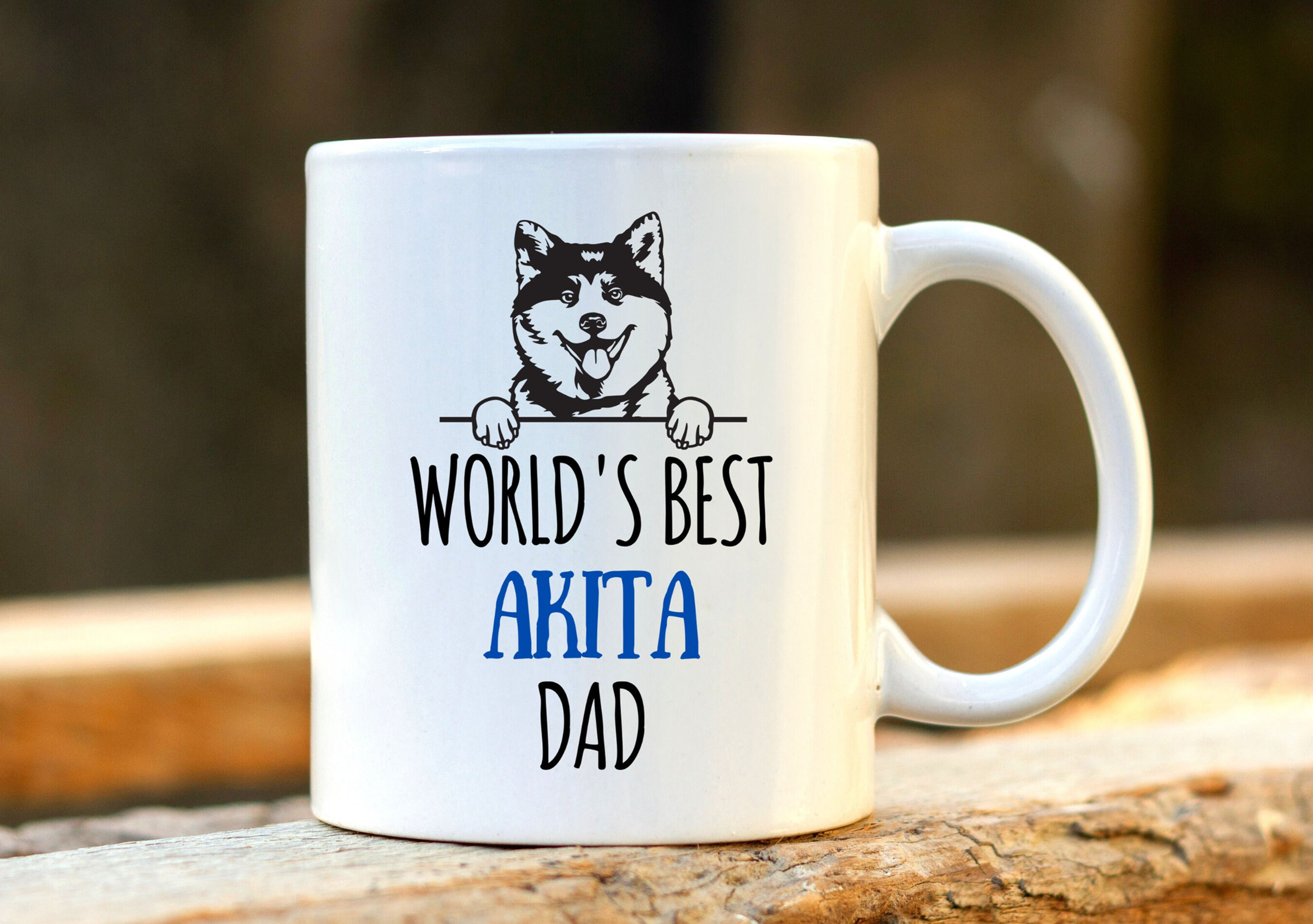 Worlds best akita dad wood mockup