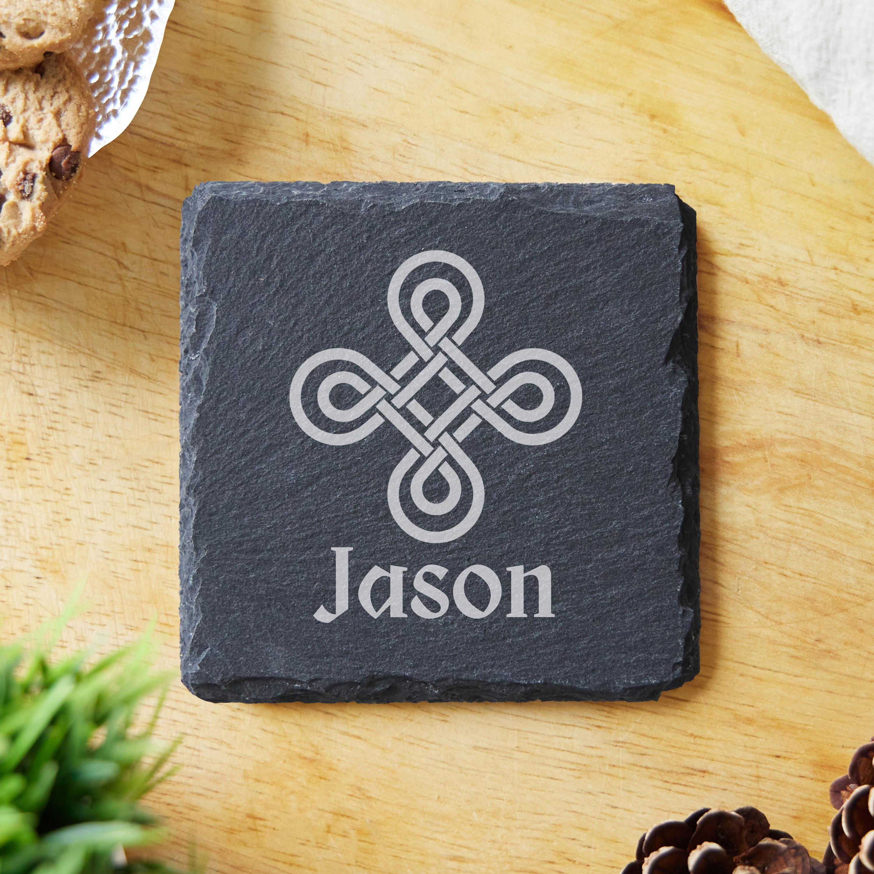 Personalised Celtic Endless Knot Slate Coaster
