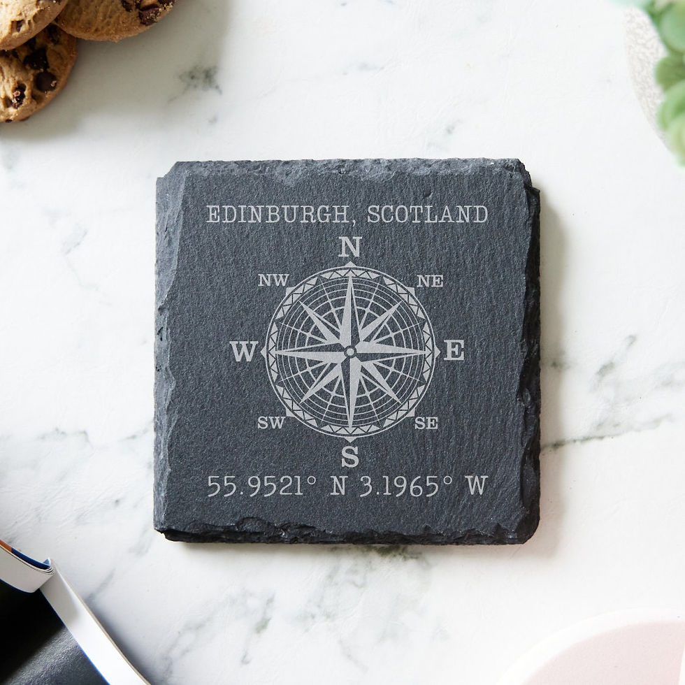 Edinburgh Coordinates Slate Coaster marble plant cookie background
