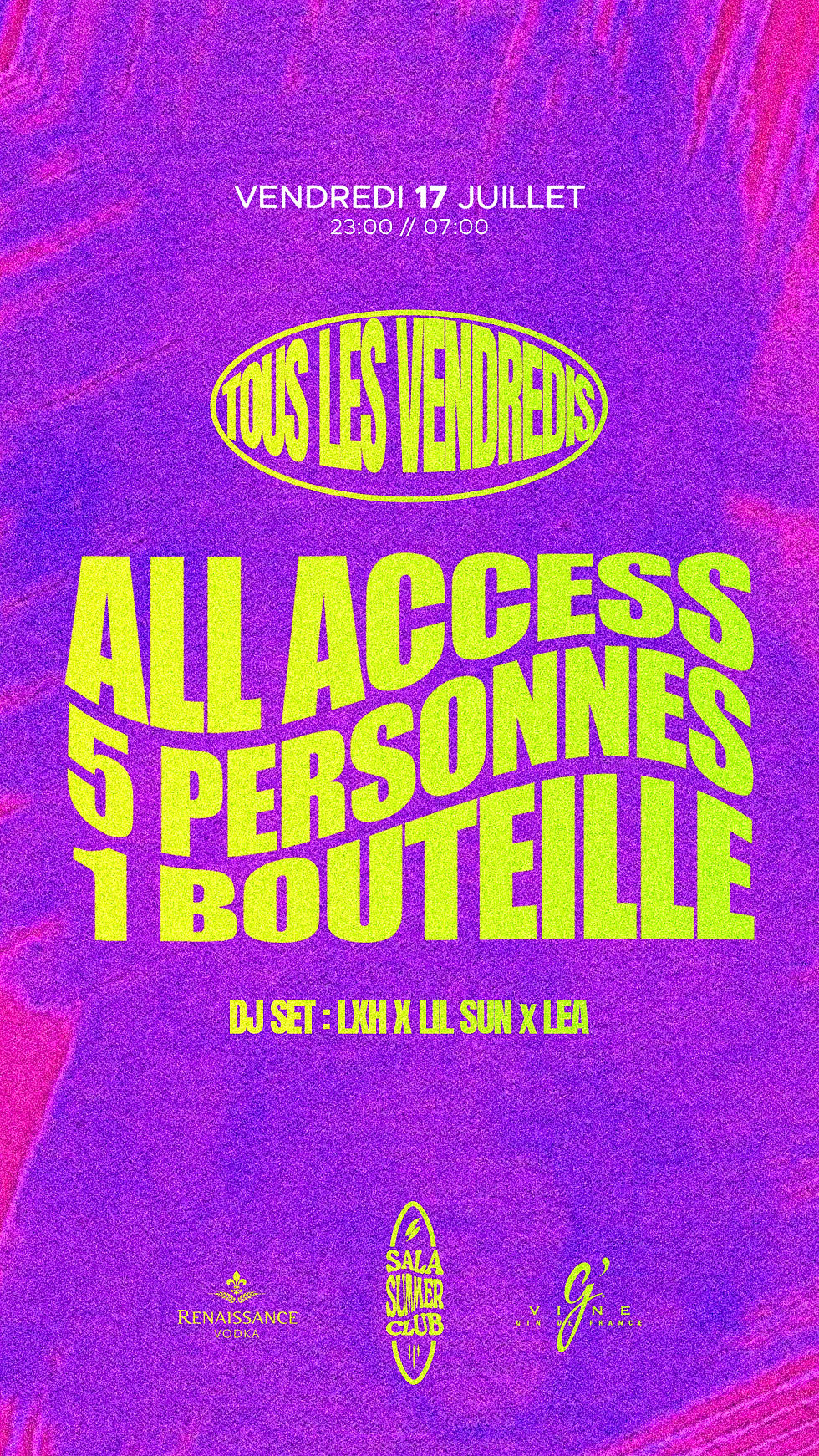 ALL ACCESS : bouteille offerte par groupe de 5