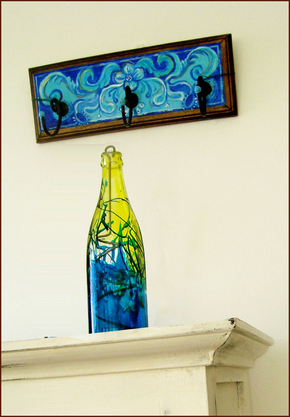 Thumbnail: Hand painted hanger - blue & turquoise