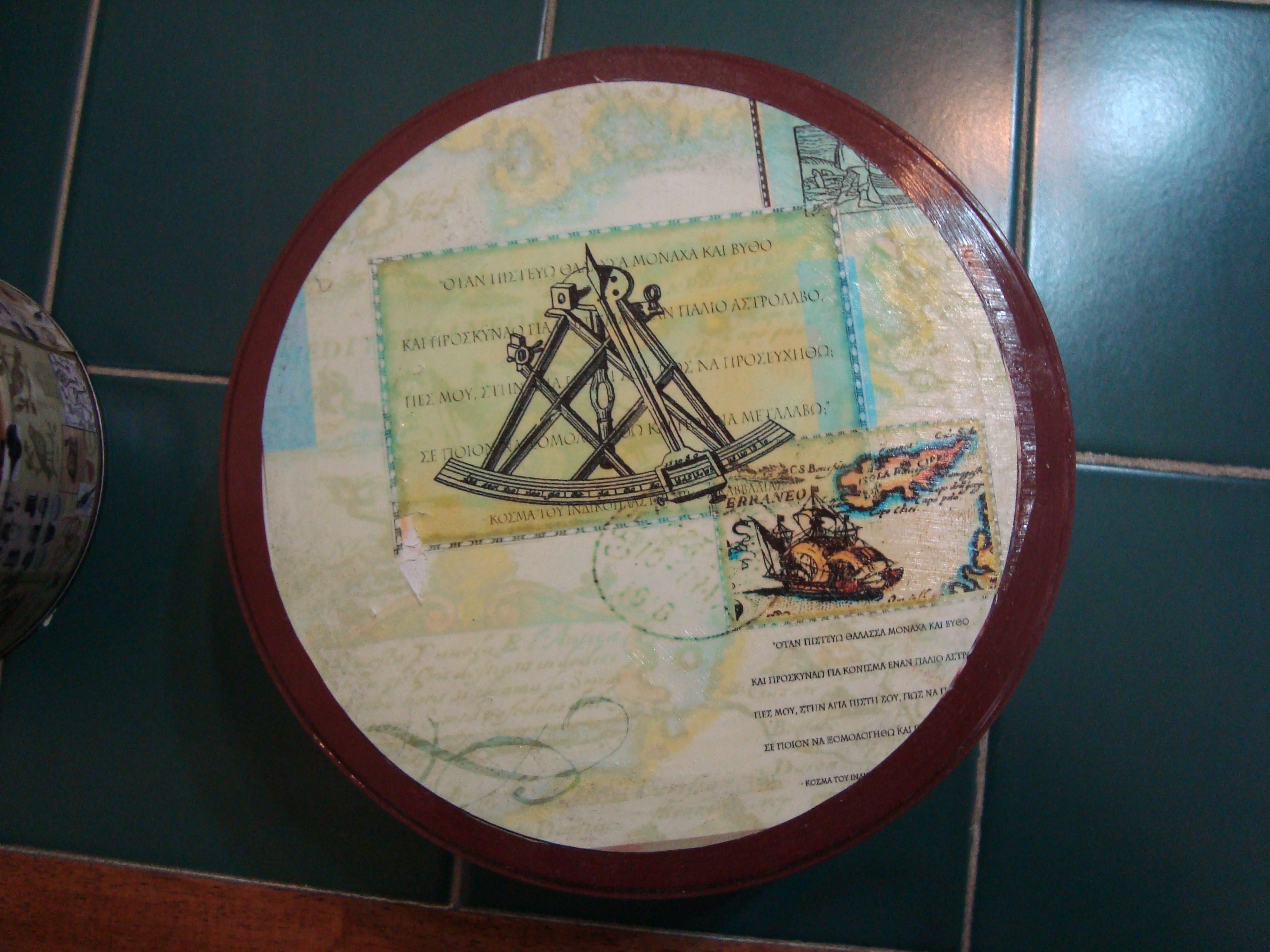 Two round tin boxes - "Compasses" & "Rabbit"