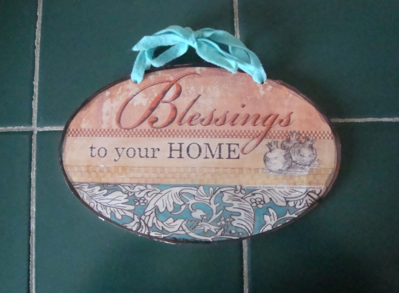 "Blessings to your home", oval wooden sign