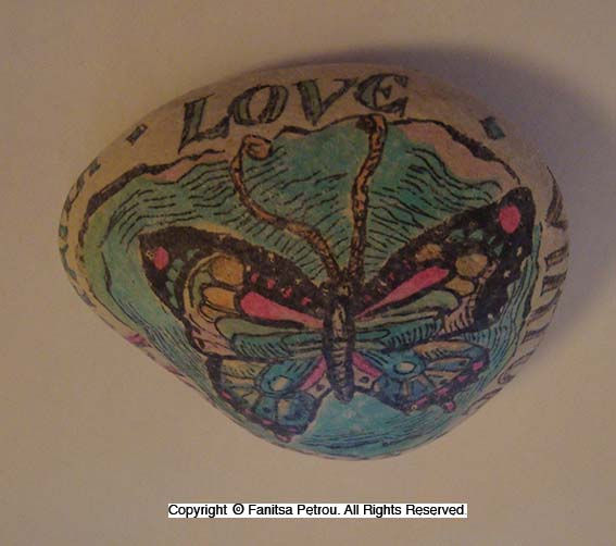 Thumbnail: Wisdom, Love, Virtue - Hand painted stone