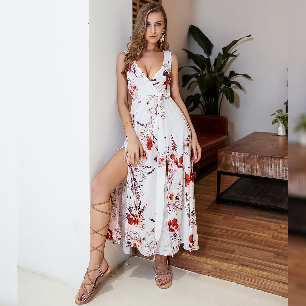 Miniatura: Bohemian Print Dress for Women - Beachwear Dress