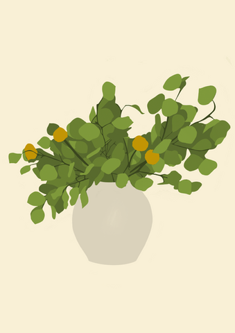 leaf and plans in cream vase