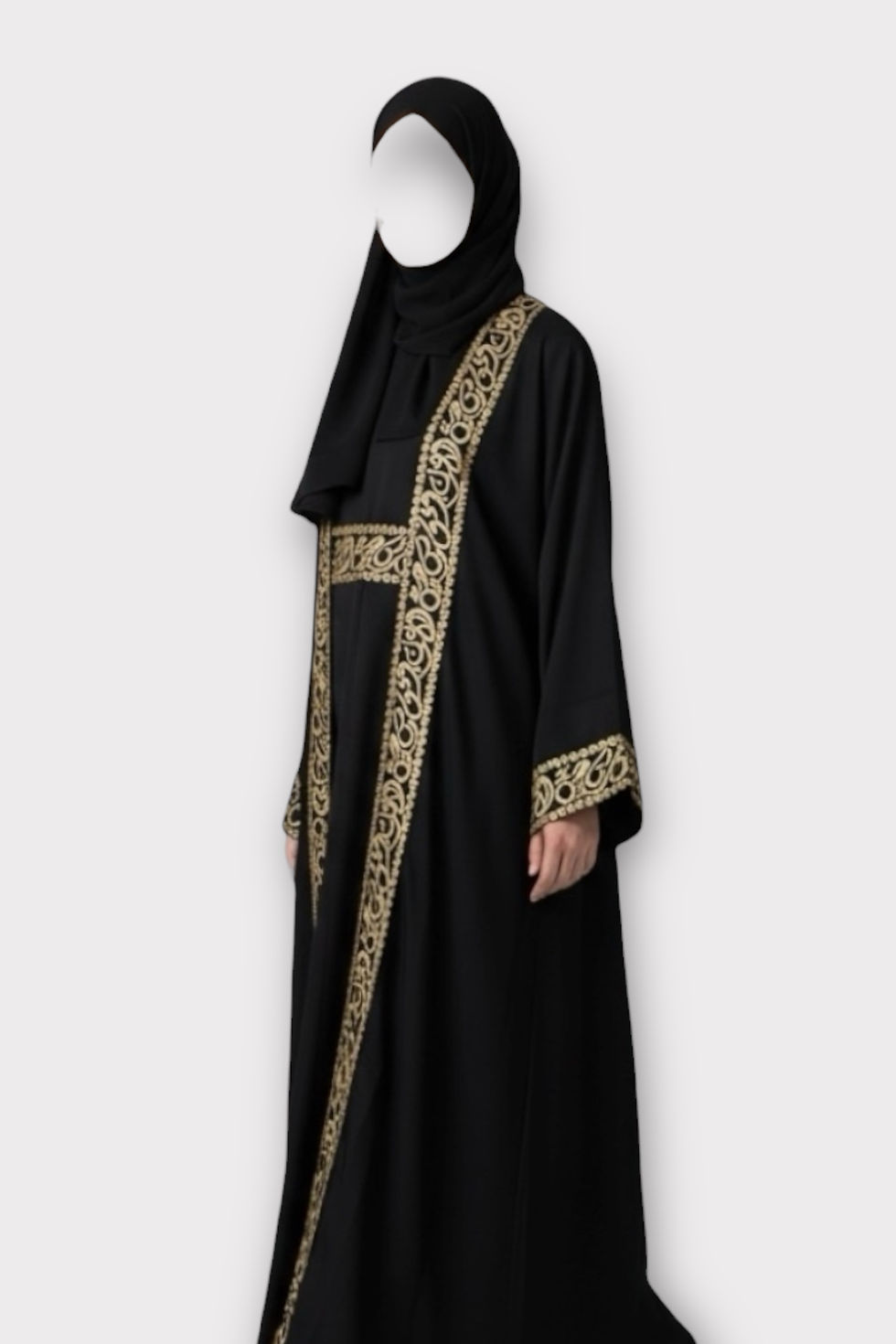 Thumbnail: Side view of Arabic calligraphy twin set abaya | J&J Hijab House