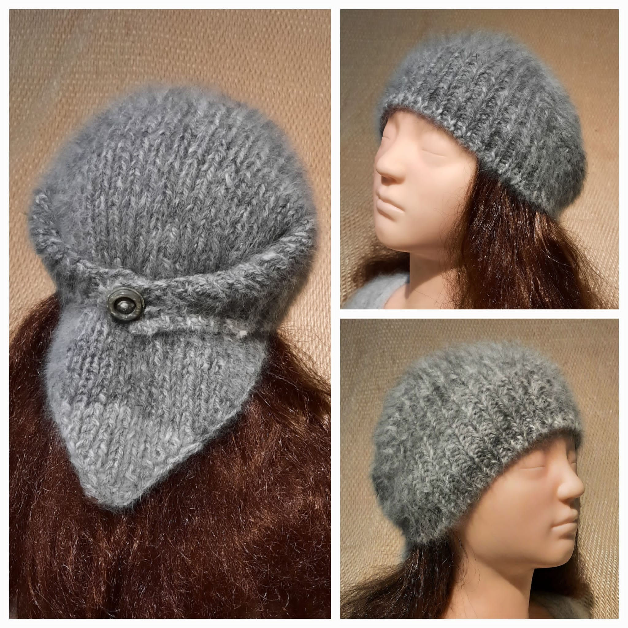 Dark Grey Bandana Head Wrap Hood Transformer Hat