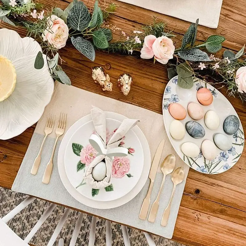 Thumbnail: 1/4pc Wood Easter Bunny Napkin Ring Holders