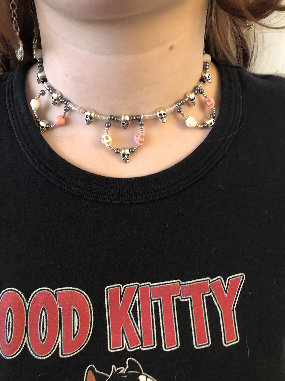 Thumbnail: Necklace silver and glass beads 