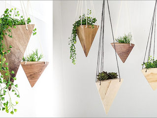 Fernweh Woodworking Creates A Collection Of Hanging Geometric Wood Planters