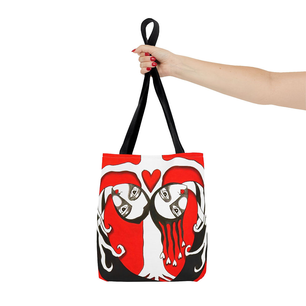 Thumbnail: Whimsical Art Tote Bag Folk Outsider Painting Lovers Heart By Danielle Charette 