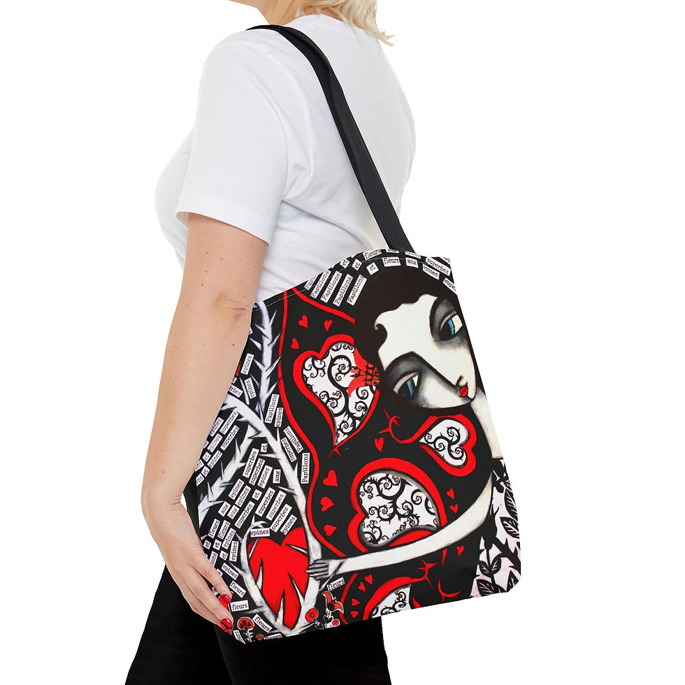 Thumbnail: Folk Art Tote Bag Whimsical Butterfly Girl Heart Wings By Danielle Charette 