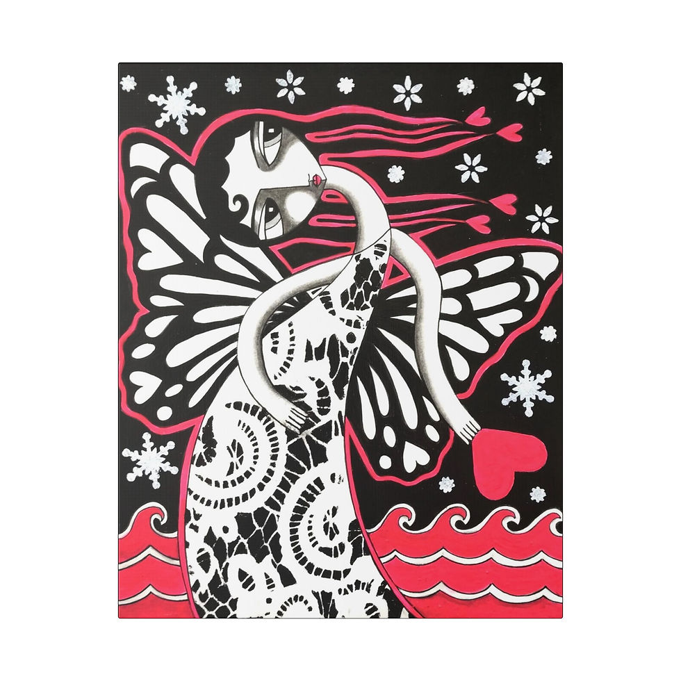 Thumbnail: Whimsical Folk Wall Art Butterfly Stars Hearts Canvas Artist Danielle Charette
