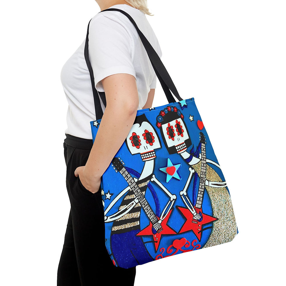 Thumbnail: Sugar Skull Guitar Tote Bag Day Of The Dead Musician Art By Danielle Charette 