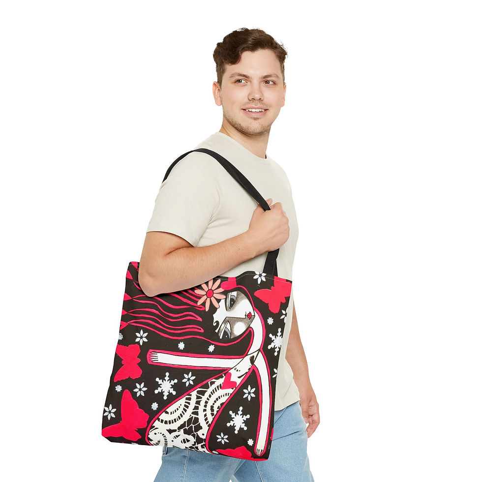 Thumbnail: Whimsical Art Butterfly Tote Bag Folk Outsider Art Fairy By Danielle Charette 