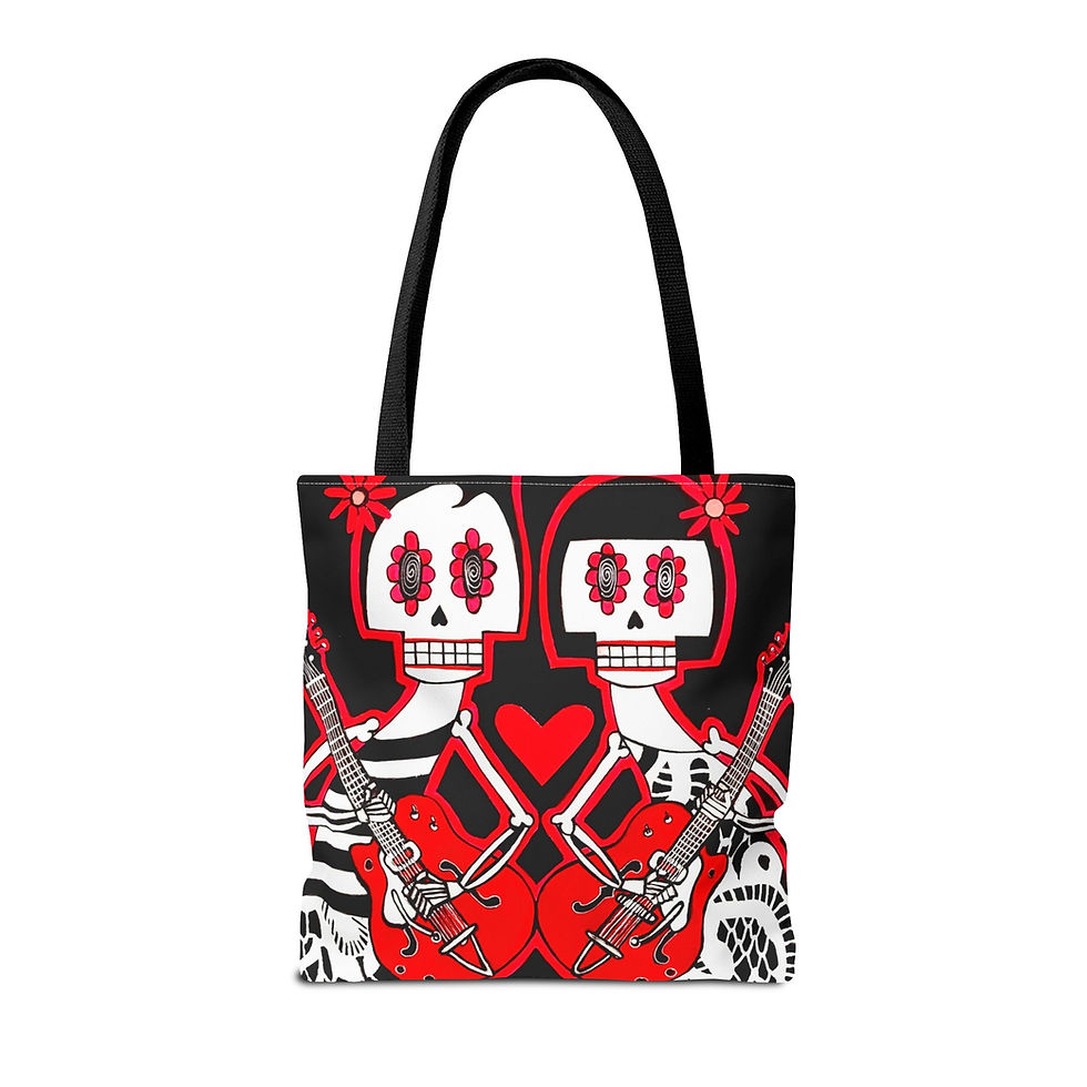 Thumbnail: Day Of The Dead Tote Bag Guitar Skull Music Love by Danielle Charette Art