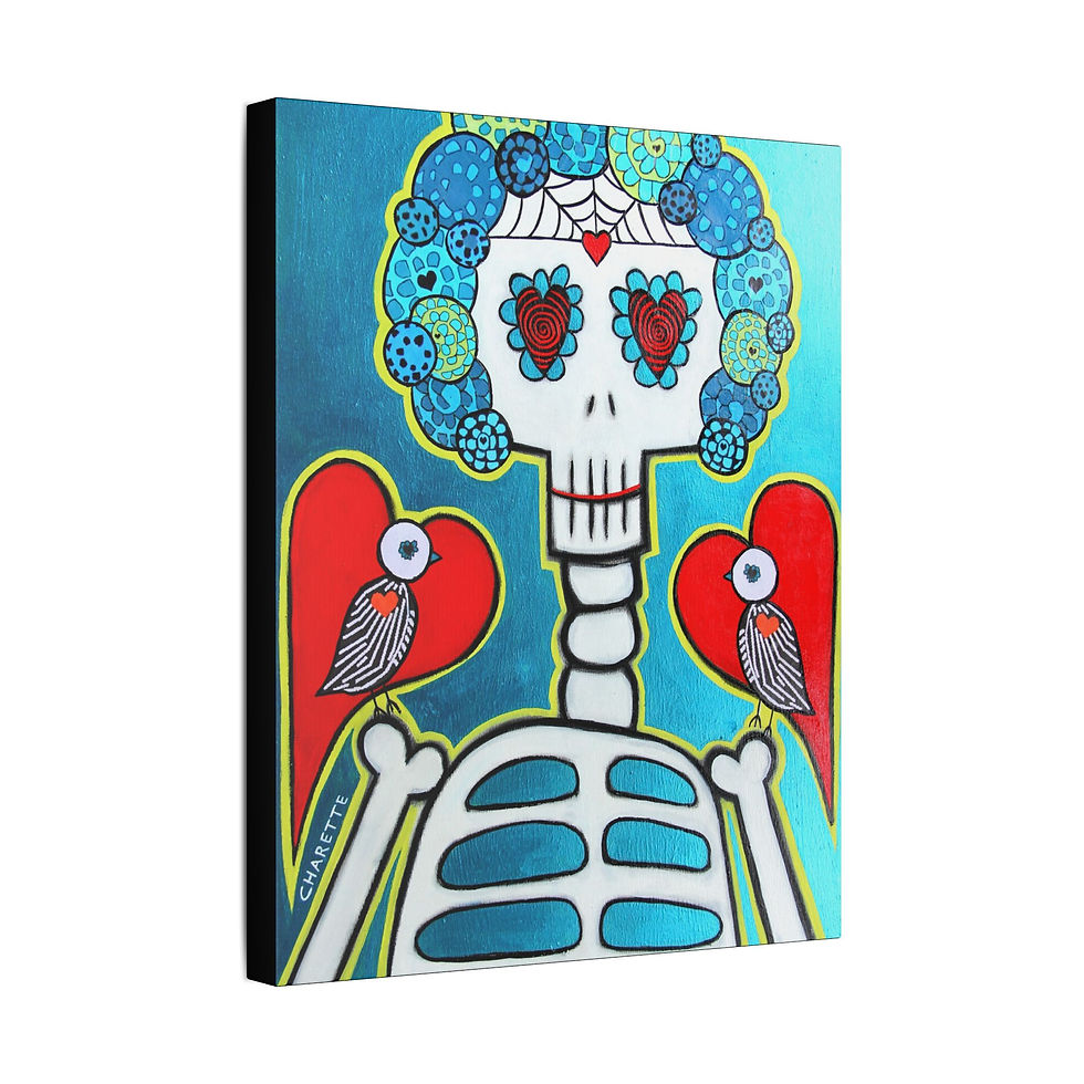 Thumbnail: Whimsical Wall Art Sugar Skull Day Of The Dead Skeleton By Danielle Charette